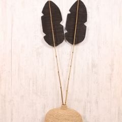 MENDONG SİYAH YELPAZE DEKOR İKİLİ SET 30X210 CM