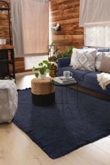 RUSTİK RS 01 BLUE DÖRT TARAFI SAÇAKLI PAMUKLU YIKANABİLİR KİLİM 160X230 CM
