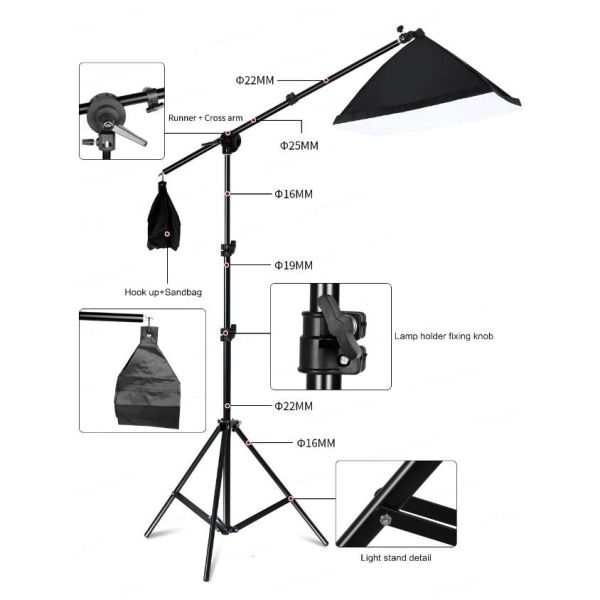 Cazipshop Yemek Çekim Işığı Ürün Çekim Işığı 50x70 Softbox Deveboynu