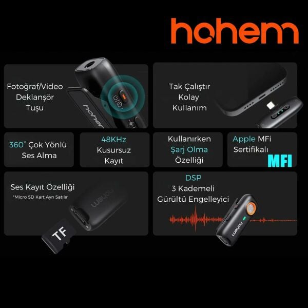 Hohem MIC-01 Wireless Yaka Mikrofonu (type-c)
