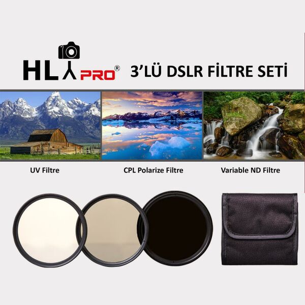 Cazipshop 40.5mm Uv+Cpl+Nd Vairable Çantalı Filtre Seti