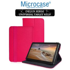 Microcase Delüx Serisi 10 inch Universal Standlı Tablet Deri Kılıf - Pembe