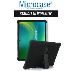 Microcase Lenovo Tab P10 10.1 Tablet TB-X705L TB-X705F Standlı Silikon Kılıf - SİYAH