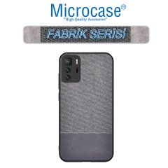 Microcase Xiaomi Redmi Note 10 Pro 5G Fabrik Serisi Kumaş ve Deri Desen Kılıf - Gri