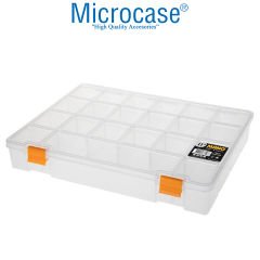 Microcase 21 Bölmeli Kapaklı Balıkçı Marangoz Malzeme ve Takı Aksesuar Kutusu Organizer - Şeffaf AL3107