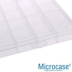 Microcase 21 Bölmeli Kapaklı Balıkçı Marangoz Malzeme ve Takı Aksesuar Kutusu Organizer - Şeffaf AL3107
