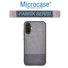 Microcase Xiaomi Poco F3 GT Fabrik Serisi Kumaş ve Deri Desen Kılıf - Gri