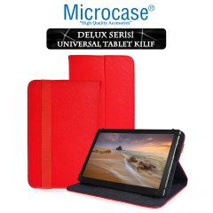 Microcase Delüx Serisi 8 inch Universal Standlı Tablet Deri Kılıf - Kırmızı