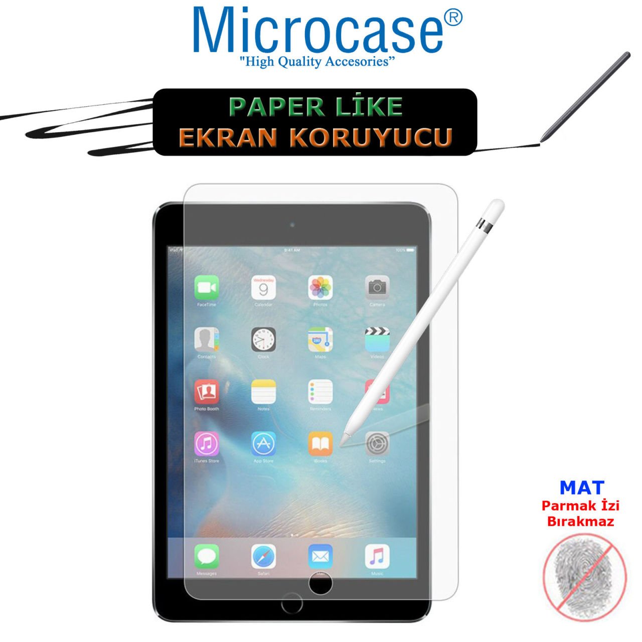 Microcase iPad Mini 4 Paper Like Pencil Destekli Kağıt Hissi Veren Mat Ekran Koruyucu