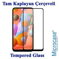 Microcase Samsung A21 Tam Kaplayan Çerçeveli Cam -Siyah