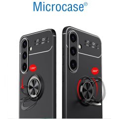 Microcase Samsung S24 Focus Serisi Yüzük Standlı Silikon Kılıf - Siyah AL3363
