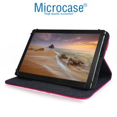 Microcase Delüx Serisi 8 inch Universal Standlı Tablet Deri Kılıf - Pembe