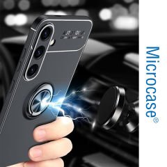 Microcase Samsung S24 Plus Focus Serisi Yüzük Standlı Silikon Kılıf - Siyah AL3363