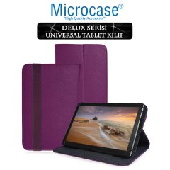 Microcase Delüx Serisi 8 inch Universal Standlı Tablet Deri Kılıf - Mor