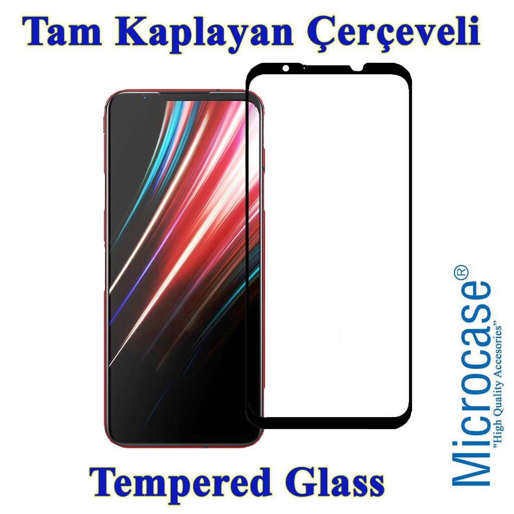 Microcase ZTE Nubia Red Magic 5G Tam Kaplayan Çerçeveli Cam -Siyah