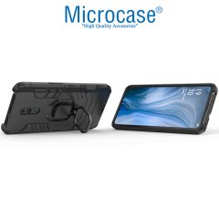 Microcase Oppo Reno Batman Serisi Yüzük Standlı Armor Kılıf + Tempered Glass Cam Koruma (SEÇENEKLİ)