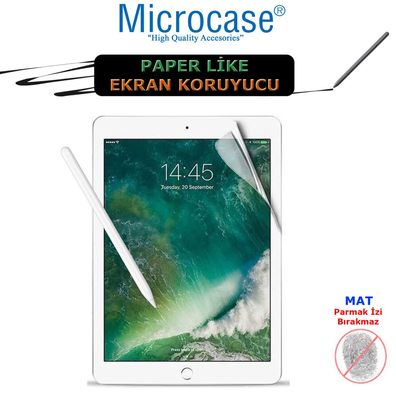 Microcase iPad 9.7 2017 Paper Like Pencil Destekli Kağıt Hissi Veren Mat Ekran Koruyucu