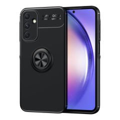 Microcase Samsung Galaxy A15   Focus Serisi Yüzük Standlı Silikon Kılıf - Siyah AL3363