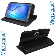 Microcase Delüx Serisi 7 inch Universal Döner Standlı Tablet Deri Kılıf - Siyah