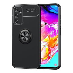 Microcase Samsung Galaxy A25   Focus Serisi Yüzük Standlı Silikon Kılıf - Siyah AL3363