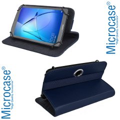 Microcase Delüx Serisi 7 inch Universal Döner Standlı Tablet Deri Kılıf - Lacivert
