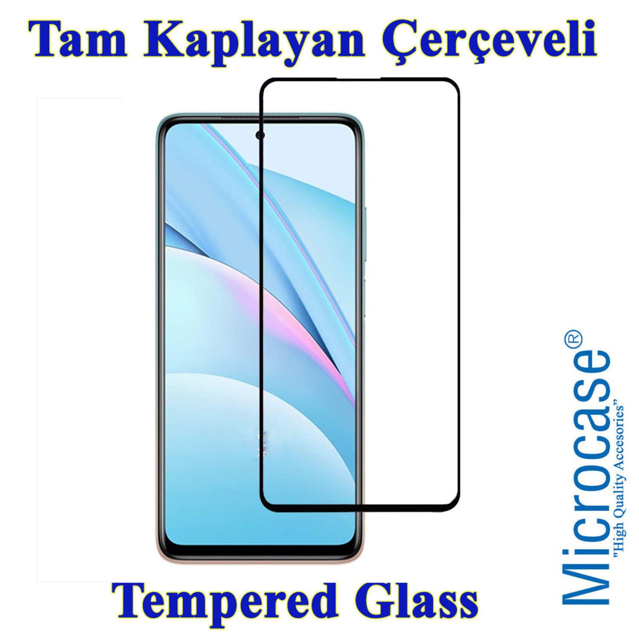 Microcase Xiaomi Mi 10i - Mi 10T Lite Tam Kaplayan Çerçeveli Tempered Ekran Koruyucu - Siyah