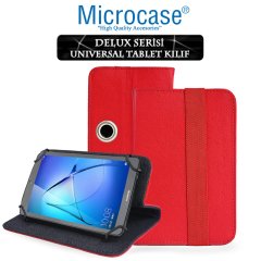 Microcase Delüx Serisi 7 inch Universal Döner Standlı Tablet Deri Kılıf - Kırmızı