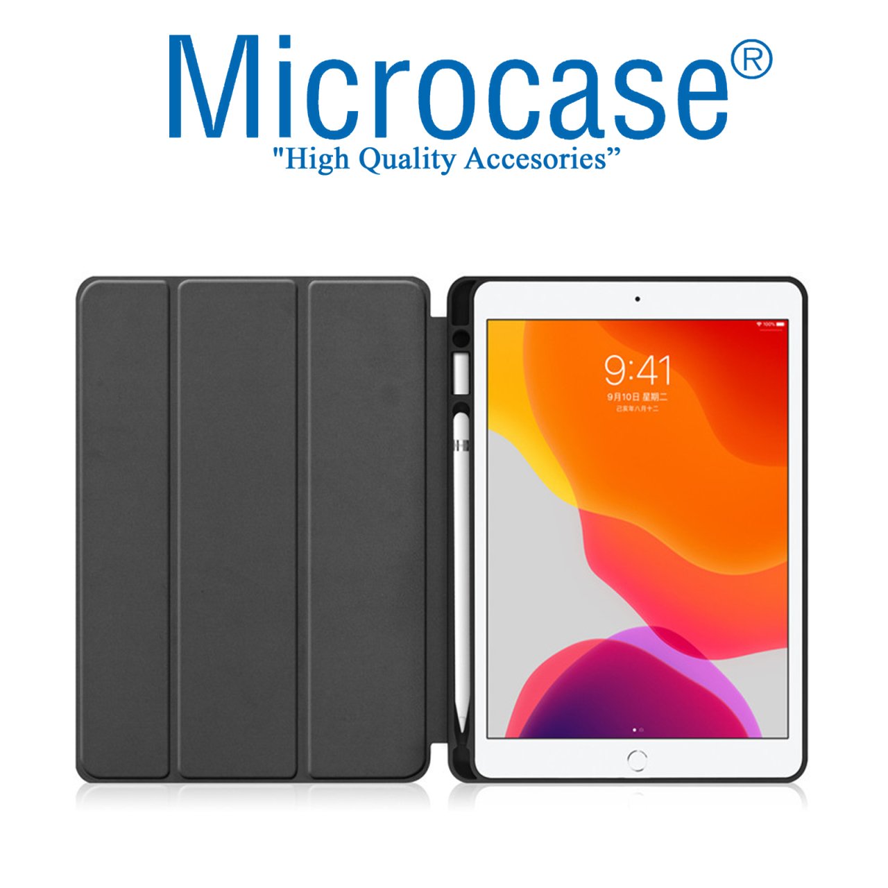 iPad Mini 4 Kalem Koymalı Standlı Kılıf - Siyah