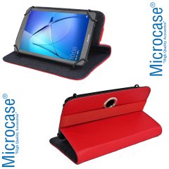 Microcase Delüx Serisi 7 inch Universal Döner Standlı Tablet Deri Kılıf - Kırmızı