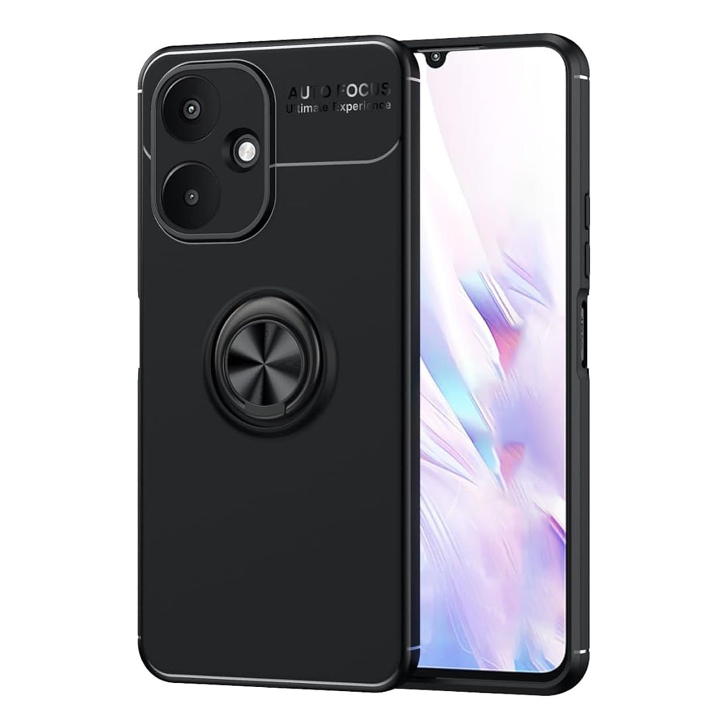 Microcase Poco  M6 5G /Xiaomi Redmi 13C 5G   Focus Serisi Yüzük Standlı Silikon Kılıf - Siyah AL3363