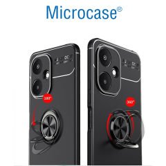 Microcase Poco  M6 5G /Xiaomi Redmi 13C 5G   Focus Serisi Yüzük Standlı Silikon Kılıf - Siyah AL3363