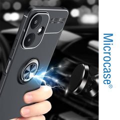 Microcase Poco  M6 5G /Xiaomi Redmi 13C 5G   Focus Serisi Yüzük Standlı Silikon Kılıf - Siyah AL3363