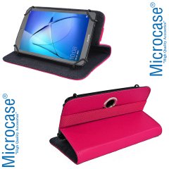 Microcase Delüx Serisi 7 inch Universal Döner Standlı Tablet Deri Kılıf - Pembe