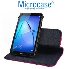 Microcase Delüx Serisi 7 inch Universal Döner Standlı Tablet Deri Kılıf - Pembe
