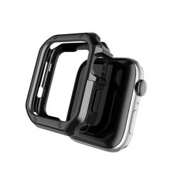 Microcase Apple Watch 7 41 mm Önü Açık Armor Parlak Silikon Kılıf - Siyah