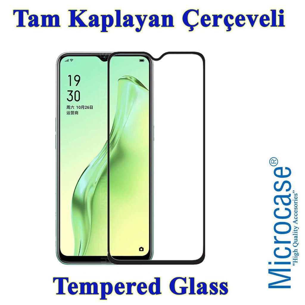 Microcase Oppo A31 Tam Kaplayan Çerçeveli Cam -Siyah