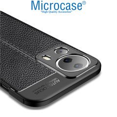 Microcase Xiaomi 13 Lite / Civi 2 (Global) Leather Serisi Deri Efekt Silikon Kılıf - Siyah AL3337