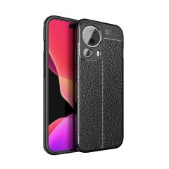 Microcase Xiaomi 13 Lite / Civi 2 (Global) Leather Serisi Deri Efekt Silikon Kılıf - Siyah AL3337