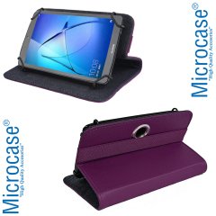 Microcase Delüx Serisi 7 inch Universal Döner Standlı Tablet Deri Kılıf - Mor
