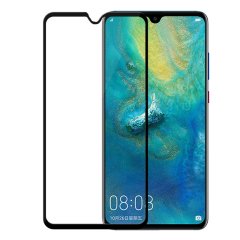 Huawei Mate 20 Tam Kaplayan Çerçeveli Tempered Cam - Siyah