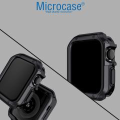 Microcase Apple Watch 7 45 mm Önü Açık Armor Parlak Silikon Kılıf - Siyah