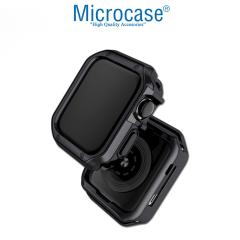 Microcase Apple Watch 7 45 mm Önü Açık Armor Parlak Silikon Kılıf - Siyah