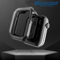 Microcase Apple Watch 7 45 mm Önü Açık Armor Parlak Silikon Kılıf - Siyah