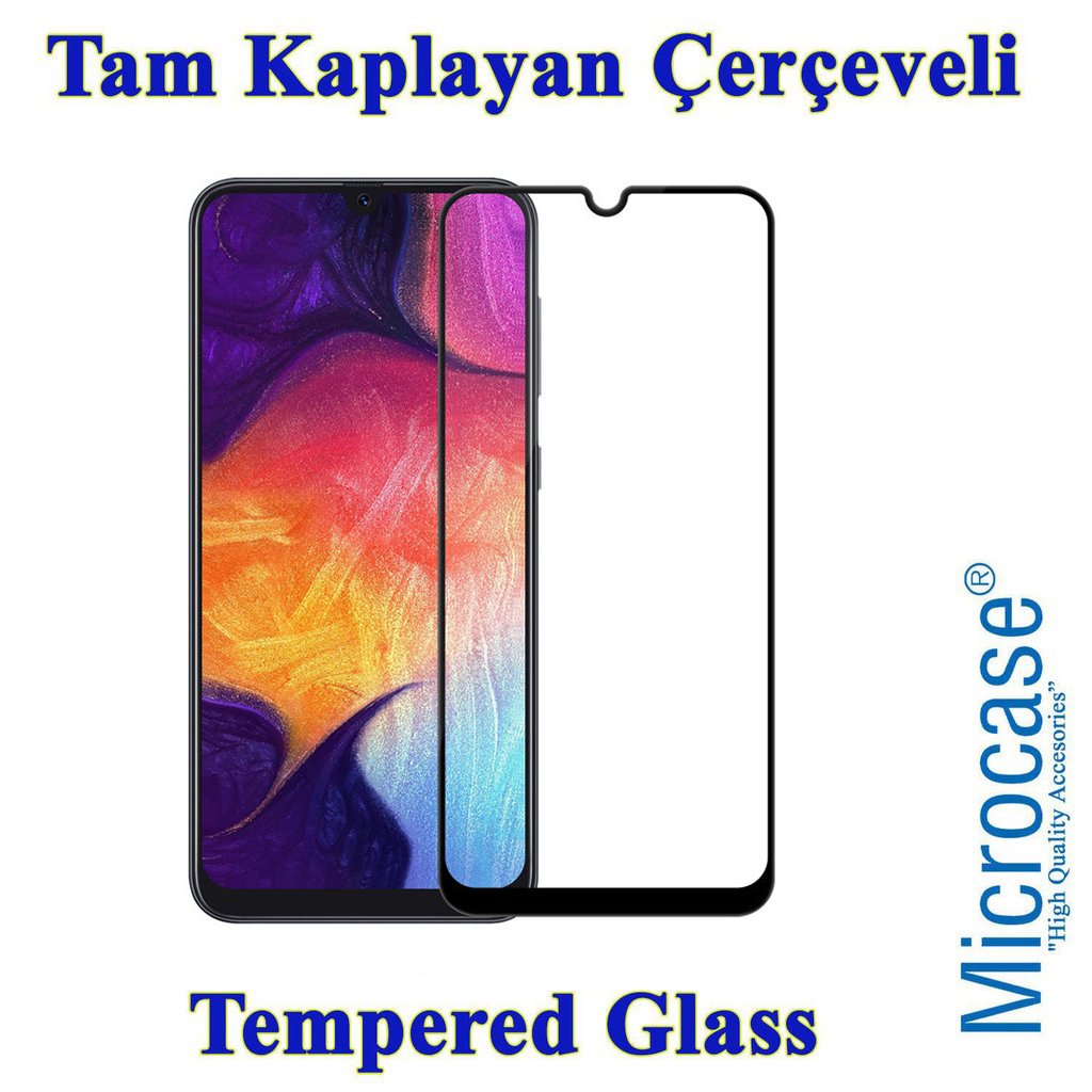 Microcase Oppo A91 Tam Kaplayan Çerçeveli Cam -Siyah