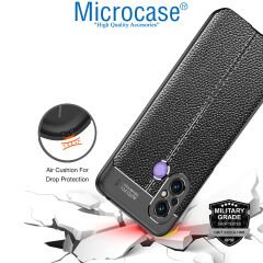 Microcase Xiaomi Poco C55 / Redmi 12C / Redmi 11A Leather Serisi Deri Efekt Silikon Kılıf - Siyah AL3337