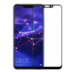 Huawei Mate 20 Lite Tam Kaplayan Çerçeveli Tempered Cam - Siyah