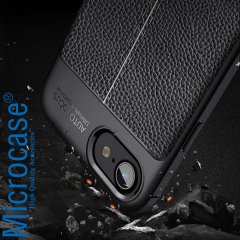 Microcase iPhone SE 2020 Leather Tpu Silikon Kılıf - Siyah + Tempered Glass Cam Koruma