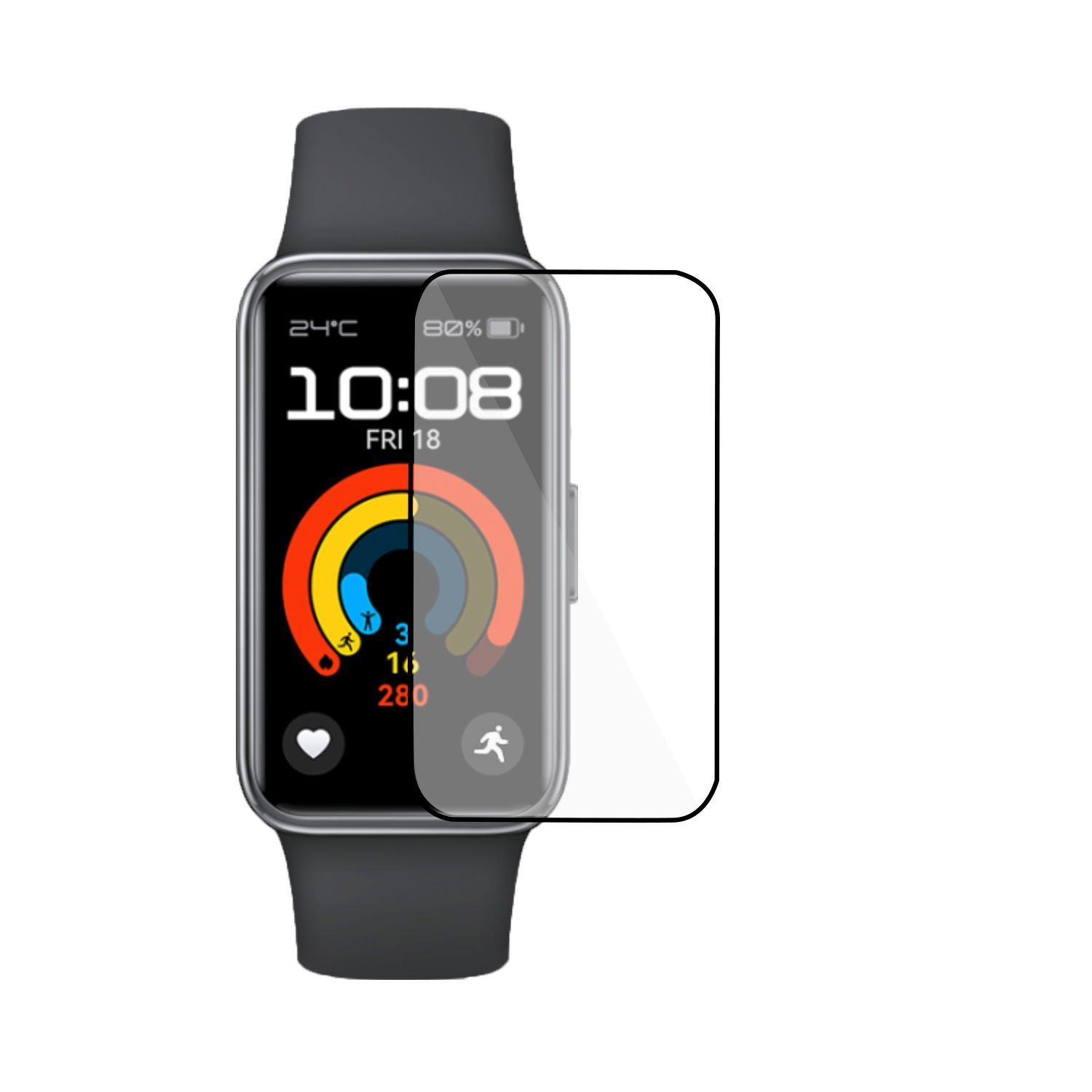 Microcase Huawei Band 9   Tam Kaplayan Kavisli Ekran Koruyucu 3D Pet Film - Siyah AL3385