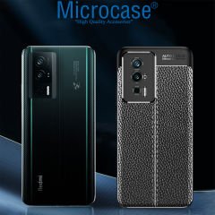 Microcase Xiaomi Redmi K60 / K60 Pro Leather Serisi Deri Efekt Silikon Kılıf - Siyah AL3337