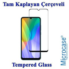 Microcase Huawei Y6P Tam Kaplayan Çerçeveli Cam -Siyah
